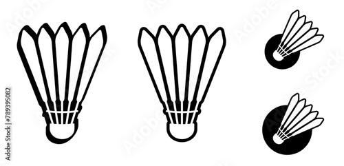 Cartoon badminton shuttle for badminton court and racket. Racket sport game. Playing in the summer or on the beach. Indoor team sports. Shuttlecock ball icon.