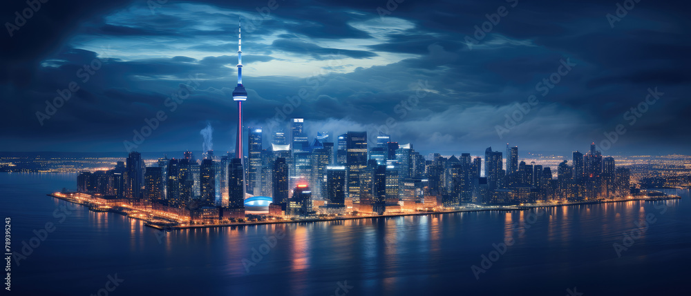 Majestic Cityscape at Twilight: Urban Serenity