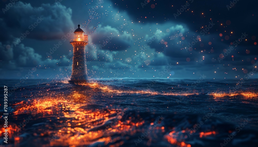 Illuminating Compliance with AI, beacon of light emanating from an AI ...