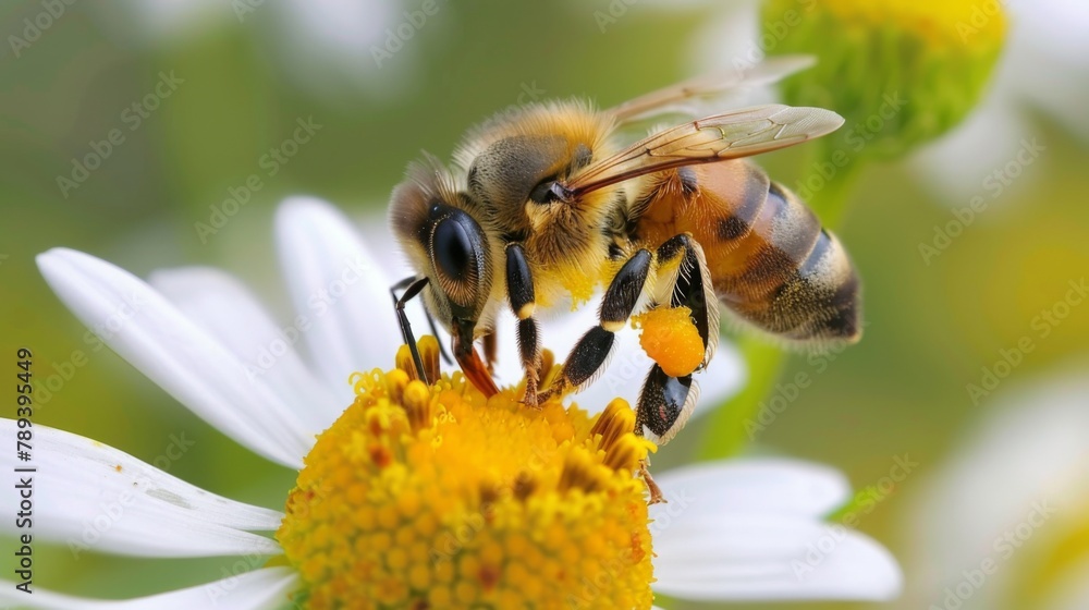 A close-up of a bee pollinating a flower, showcasing the vital role of pollinators in maintaining healthy ecosystems and biodiversity. A close-up of a bee pollinating a flower, showcasing the vital role of pollinators in maintaining healthy ecosystems and biodiversity.