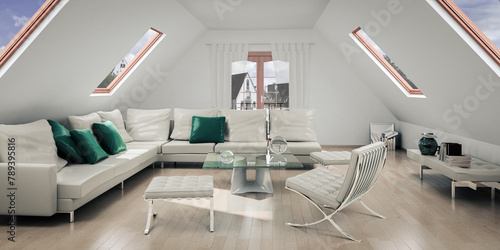 Conversion of the attic into a furnished apartment - 3D Visualization