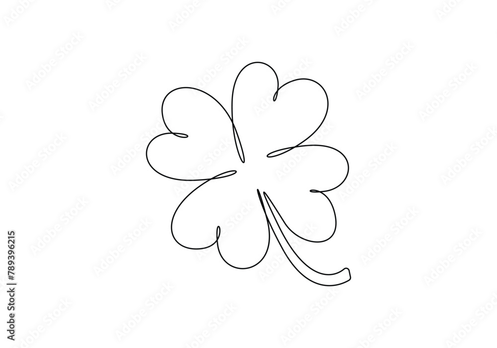 Continuous one line drawing of four leaf clovers. Isolated on white background vector illustration. Pro vector Continuous one line drawing of four leaf clovers. Isolated on white background vector illustration. Pro vector