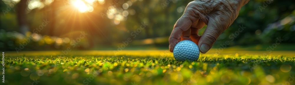 Obraz premium Elderly Bowling Enthusiast Enjoying Outdoor Health and Fitness Lifestyle at Sunset
