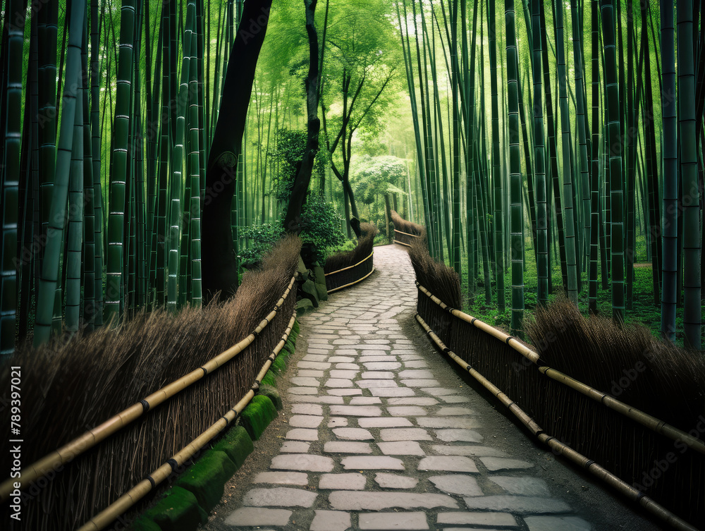 Fototapeta premium Serene Bamboo Grove Walkway