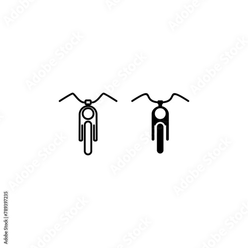 Motorcycle icon or sign. Vector black silhouette of bike or motorcycle.