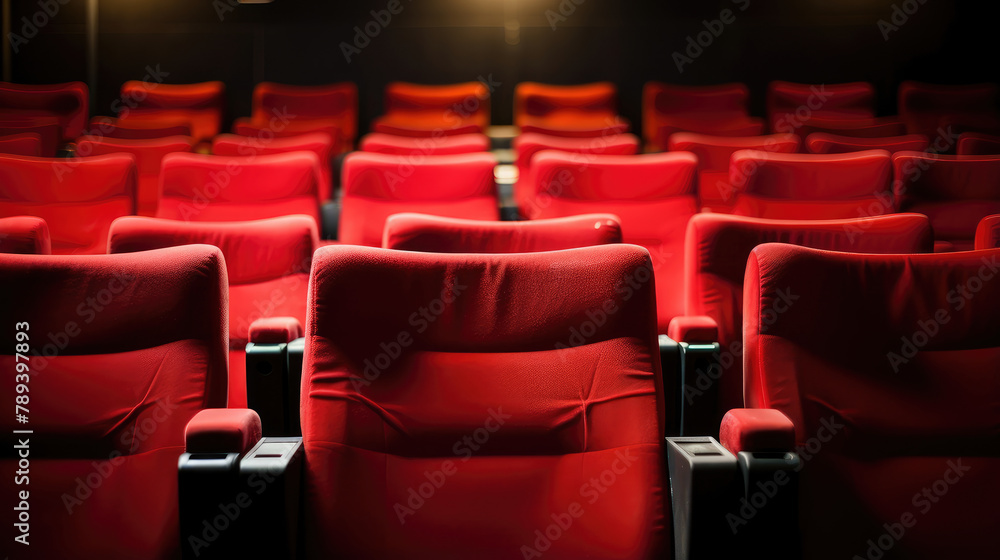 Obraz premium Inviting Cinema Theater Red Velvet Seats