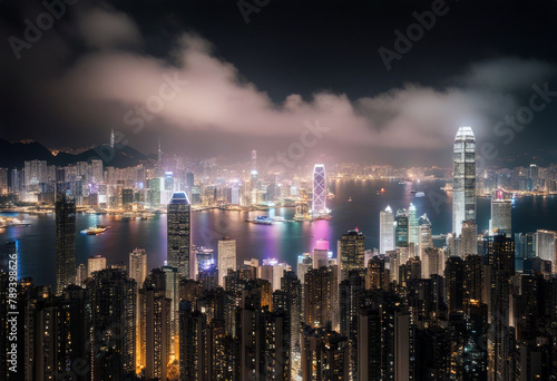 seeing corporate shopping bay postcard urban bank industry city market kong night travel site stock beautiful water trade commerce skyline landscape hong office business finance concept skyscrape