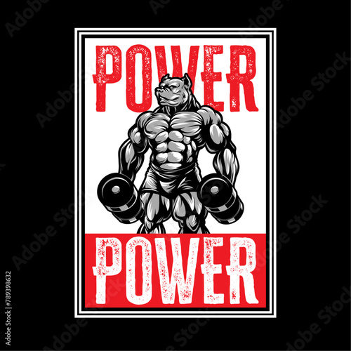 Bodybuilder Pitbull Gym Power