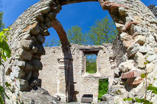 historic regional park of monte sole sanctuary marzabotto massacre second world war churches and houses destroyed photo