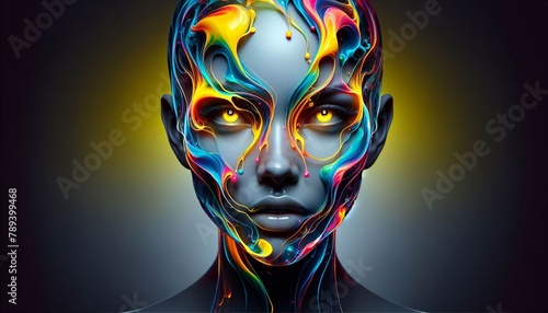 Vibrant Mind. Digital art of a human figure with vibrant neural connections. photo