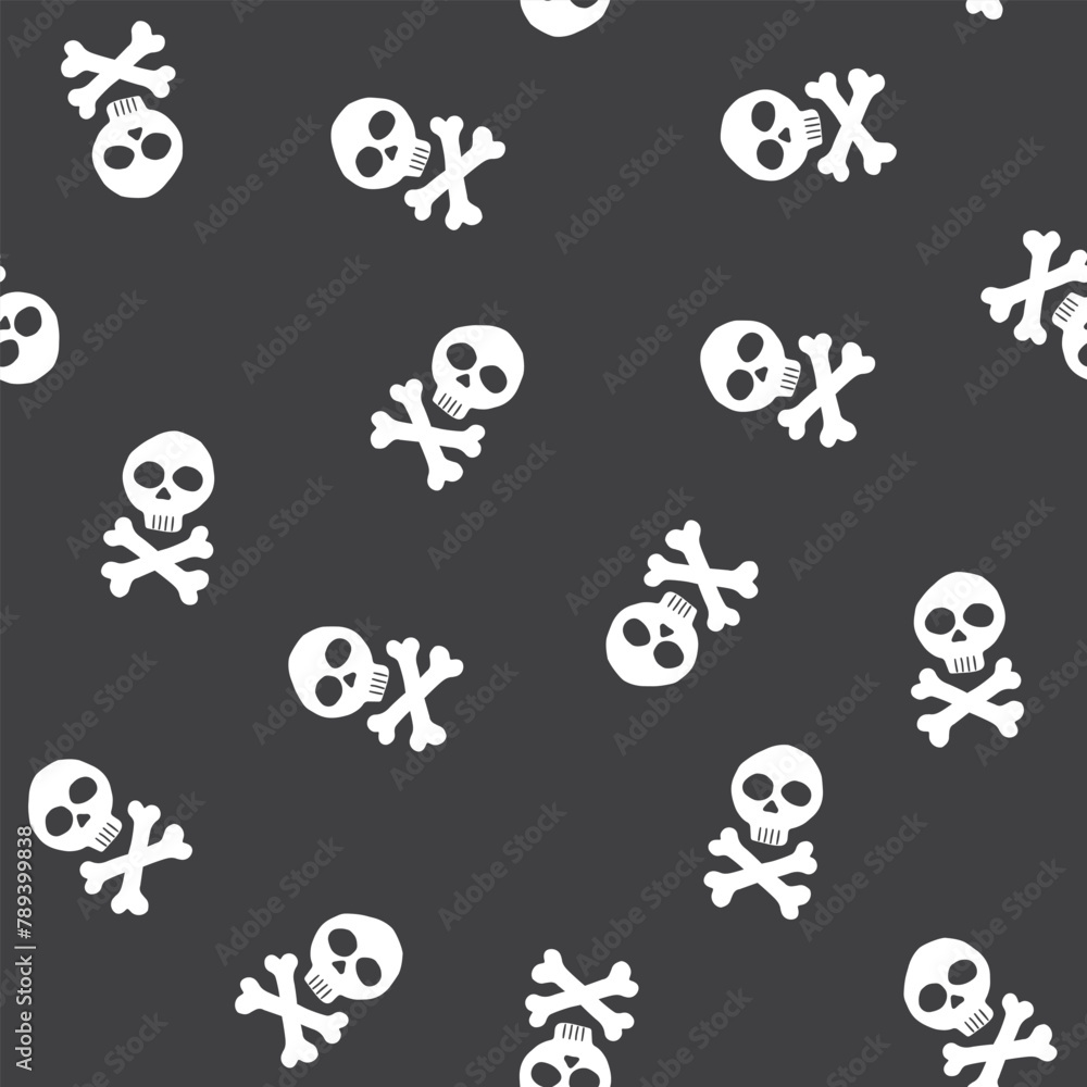 Skull and bones Seamless Pattern. Cartoon Pirate elements and objects. background. Vector illustration Skull and bones Seamless Pattern. Cartoon Pirate elements and objects. background. Vector illustration