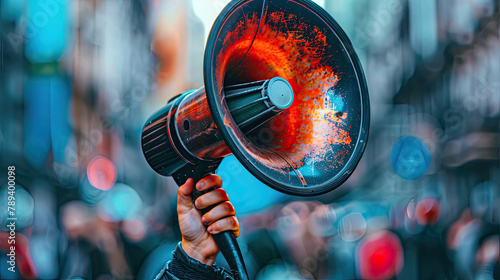 An illustration of a megaphone-shaped horn broadcasting advertisements for a local business or event 