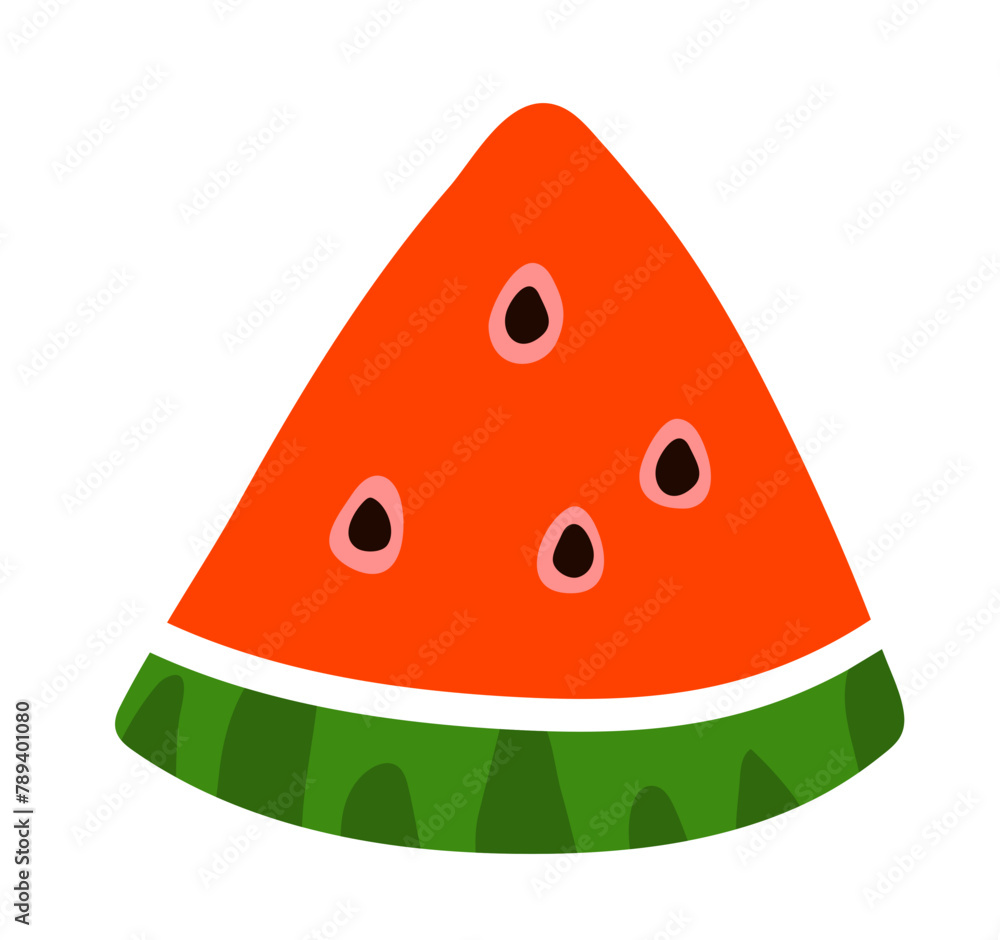 Cute watermelon slice with seeds isolated on transparent background, summer fruit clip art illustration Cute watermelon slice with seeds isolated on transparent background, summer fruit clip art illustration