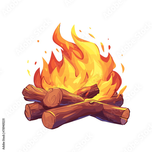 Vector cartoon bonfire illustration image flat style sticker isolated on white background camping