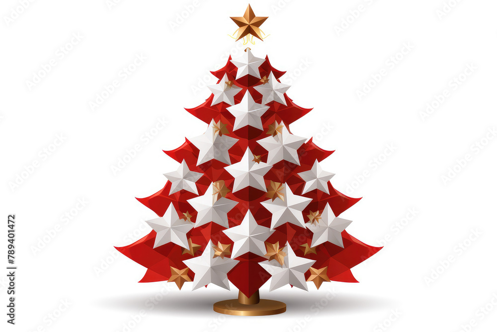 Fototapeta premium Festive Star Decorated Christmas Tree Illustration