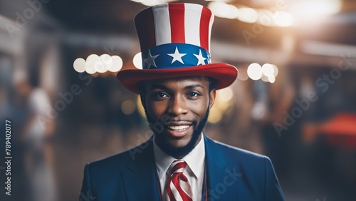 African American Man Dressed as Uncle Sam for the 4th of July