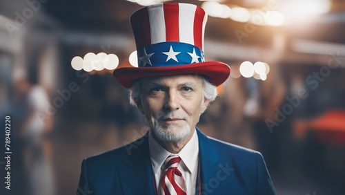 Man Dressed as Uncle Sam for the 4th of July