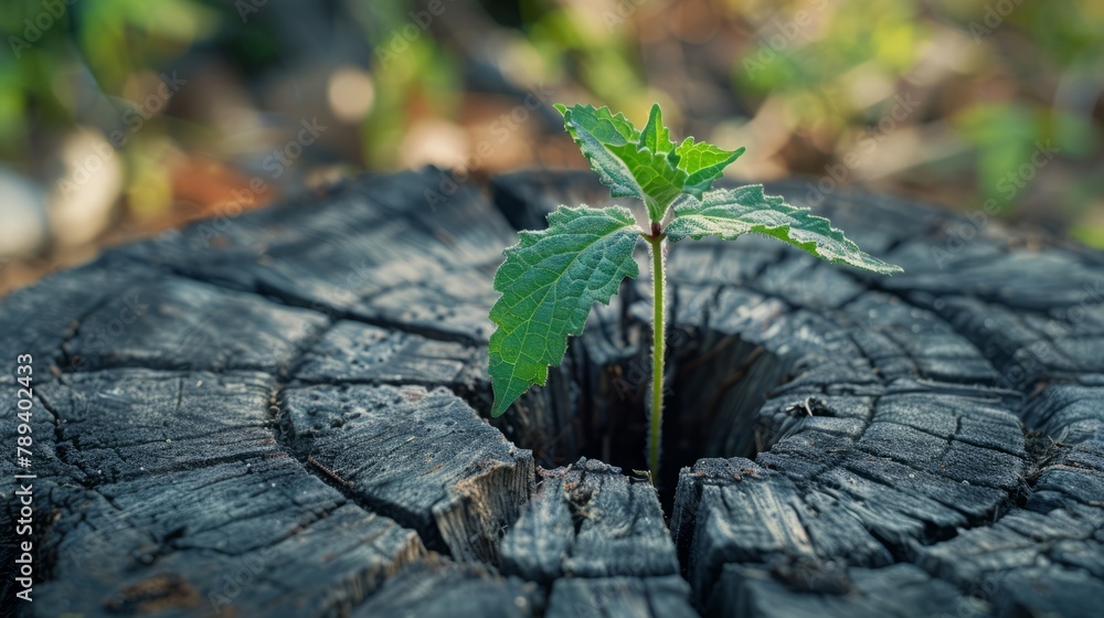 Phoenix Roots Tree Regeneration from the Roots, Young Tree Sprouts from a Stump, Symbol of ...