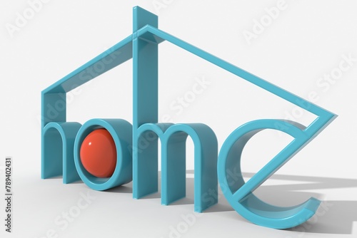 Testo 3D HOME con simbolo casa