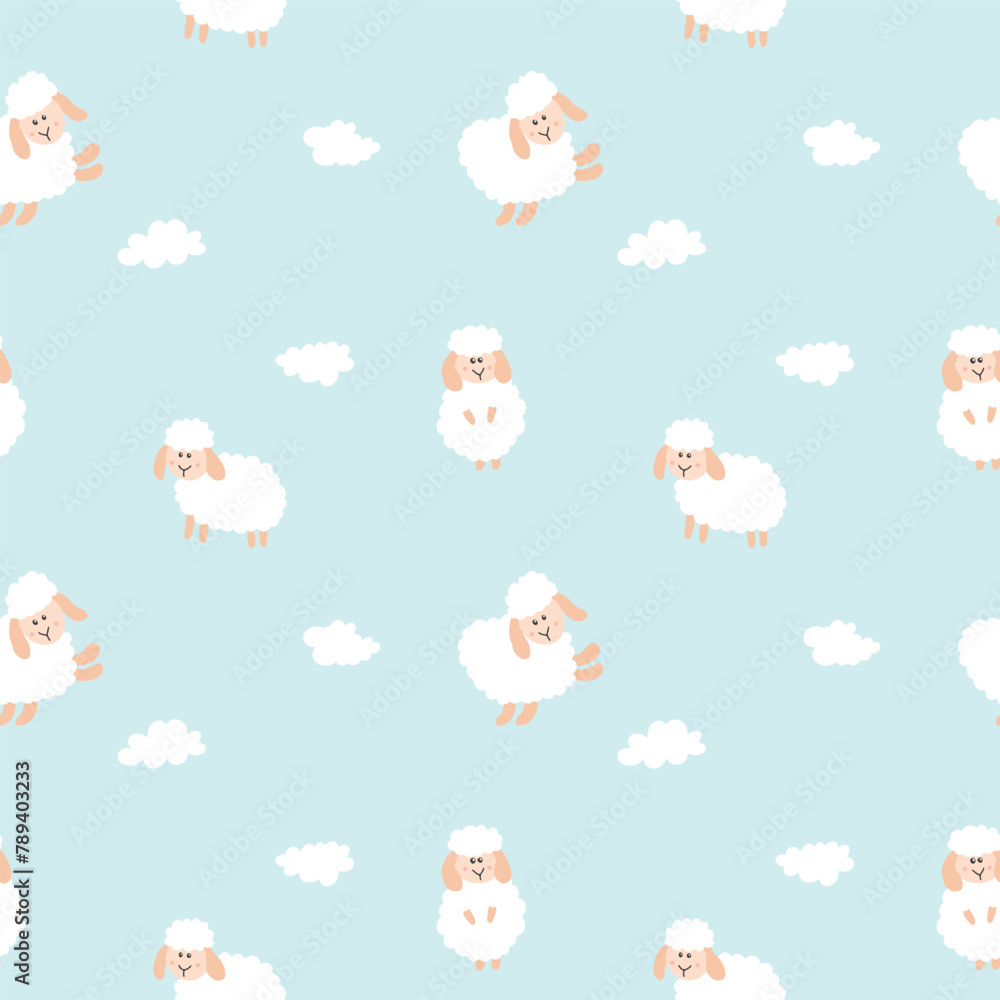 Cute Sheep Seamless Pattern, Cartoon Background vector Illustration Cute Sheep Seamless Pattern, Cartoon Background vector Illustration