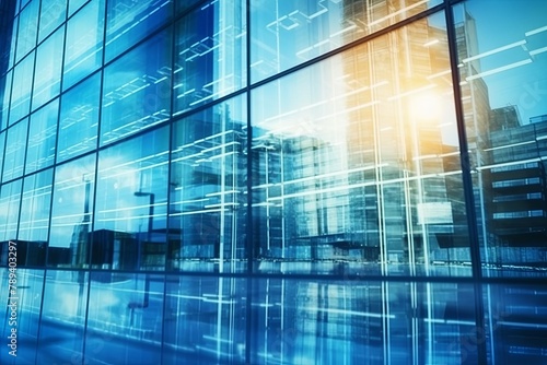 Abstract Background Image with Motion Blur of a Glass Building Facade and Glass Reflections