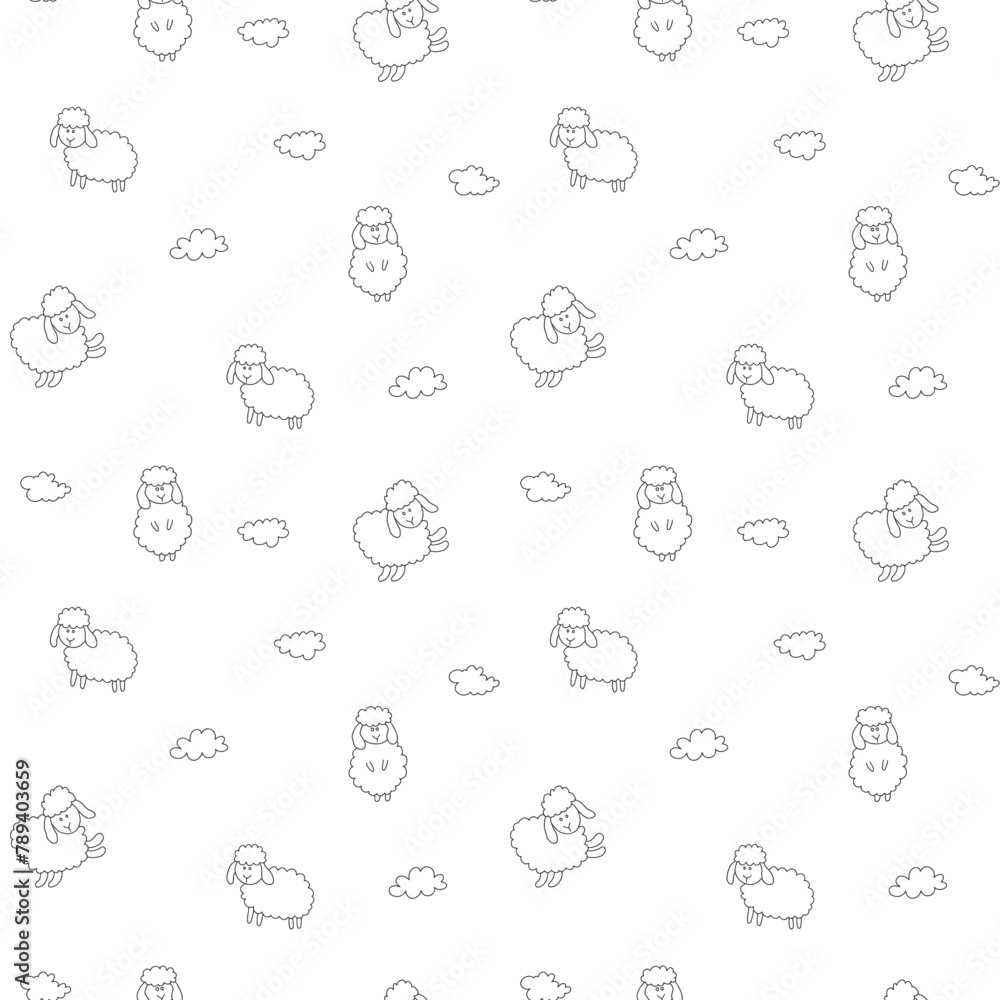 Cute Sheep Seamless Pattern, Cartoon Background vector Illustration Cute Sheep Seamless Pattern, Cartoon Background vector Illustration