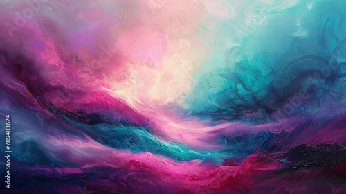 Wisps of magenta and turquoise dancing in an ethereal waltz, painting the sky with the hues of a forgotten dream.  photo