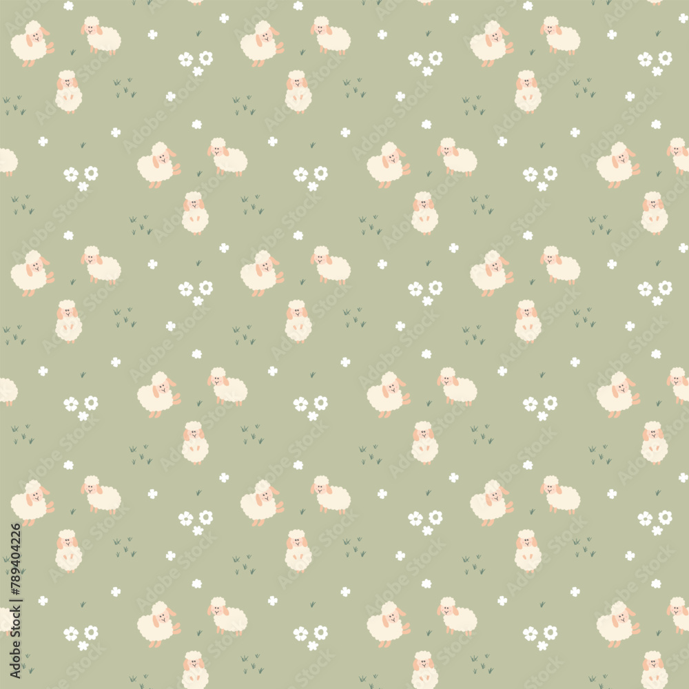Cute Sheep Seamless Pattern, Cartoon Background vector Illustration Cute Sheep Seamless Pattern, Cartoon Background vector Illustration