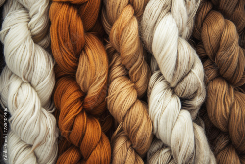 Assorted Wool Yarn Skeins in Earth Tones for Handcrafted Textile Projects