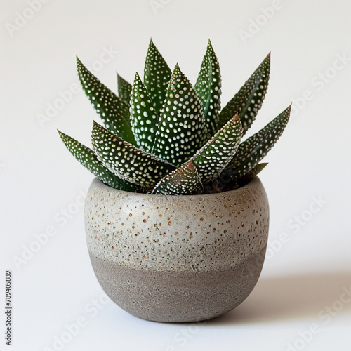 small potted Haworthia cooperi on a white background