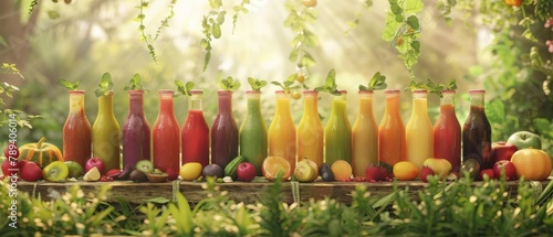Juice Bottles: Wellness in Nature's Ambiance