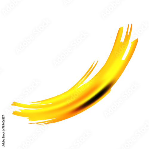 Vector Brush Stroke. Abstract Fluid Splash. Gradient Paintbrush. Sale Banner Brushstroke. Fortuna Gold and Yellow Watercolor Textured Background.  Isolated Splash on White Backdrop.