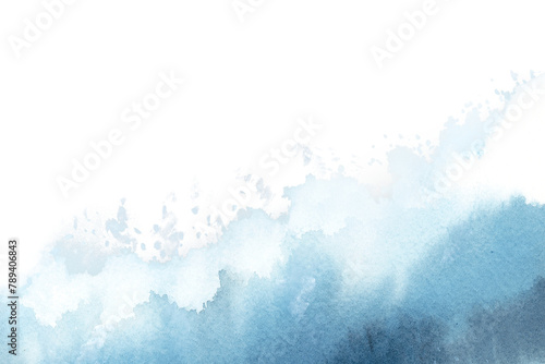 Vászonkép PNG Stormy blue ocean in watercolor, transparent background