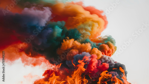 Fuego en el cielo: explosiones anaranjadas pintan un lienzo de arte en movimiento, capturando la energía ardiente y la belleza efímera de las llamas danzantes.