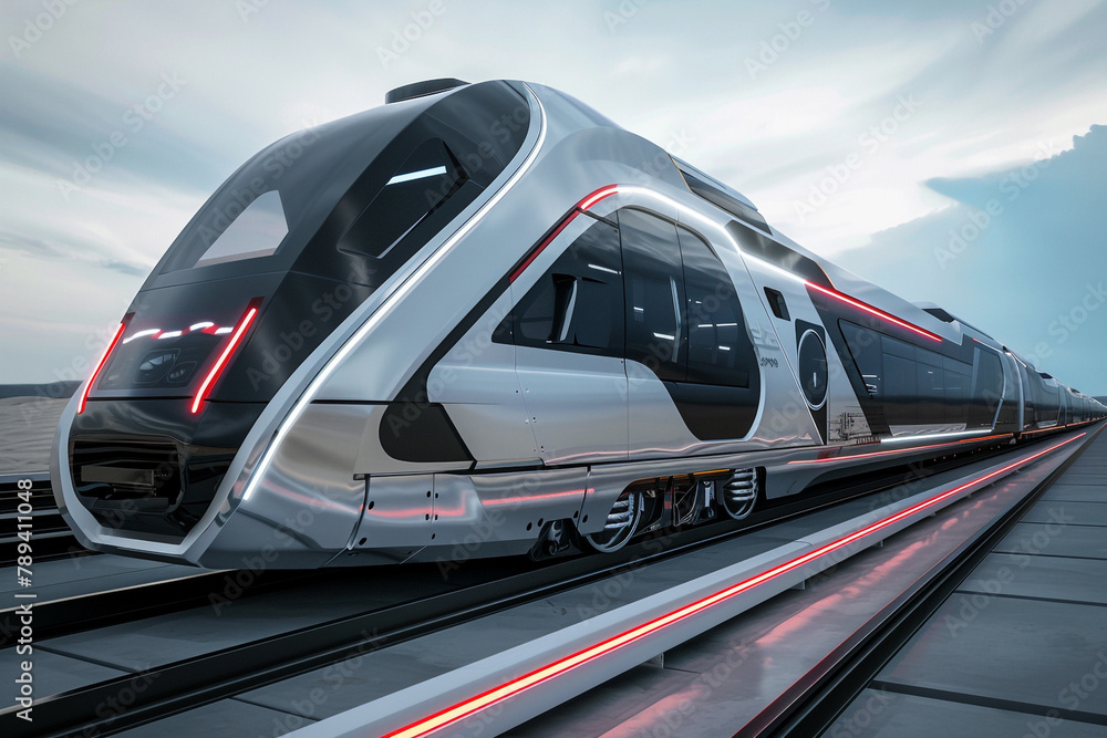 Fototapeta premium A digital image of a sleek modern electric train