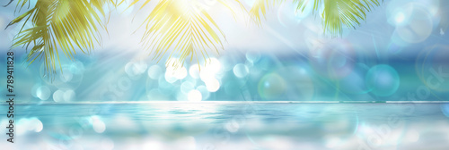 tropical island with palm trees background with room for text.