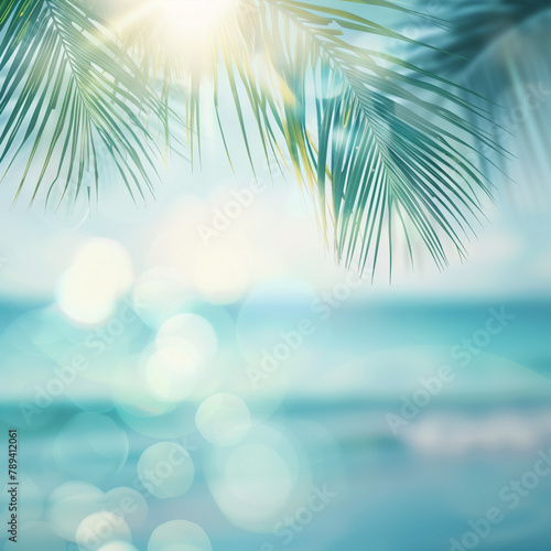 tropical island with palm trees background with room for text. © Vincent