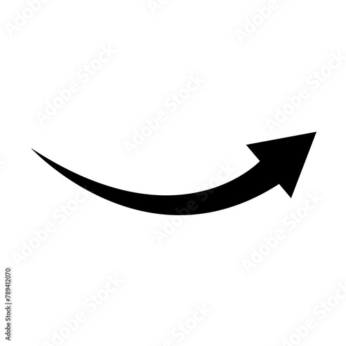 Rigth arrow. Right black arrow. Right curved arrow. Right direction. Black arrow. UI Icon.  black arrow on white background