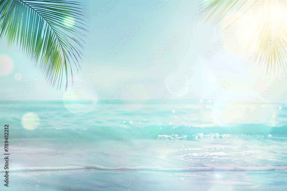 tropical island with palm trees background with room for text.