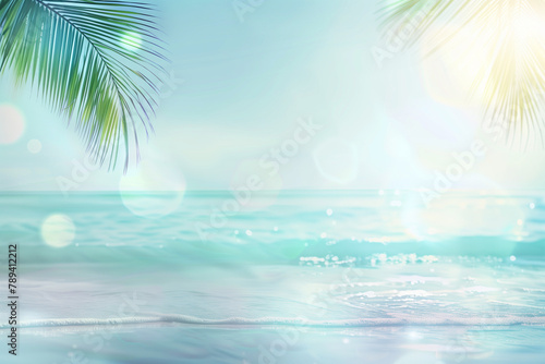 tropical island with palm trees background with room for text.