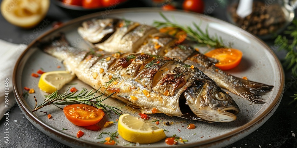 Tasty and fresh cooked salmon fish fillet with lemon potatoes Tasty and fresh cooked salmon fish fillet with lemon potatoes