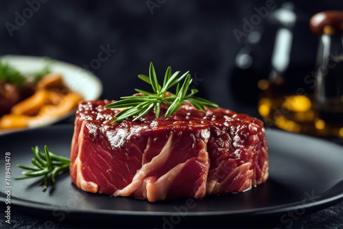 beef Raw bucco osso steak black meat Marble