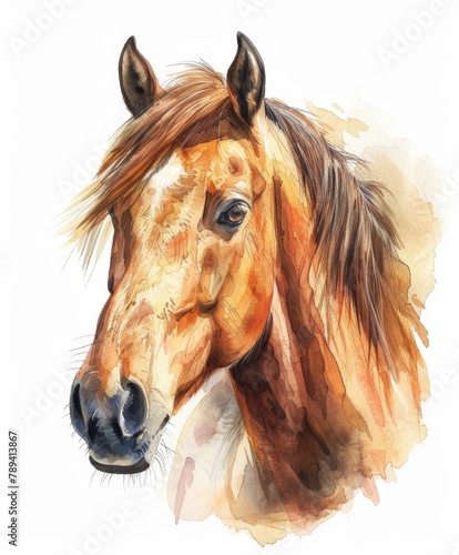 Horse hand drawn watercolor. paint art illustration