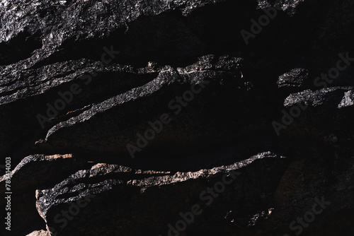 closeup macro shot of dark patterns on granite rock in the Tucson desert photo