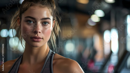 Determined Female Athlete in Gym During Workout Session