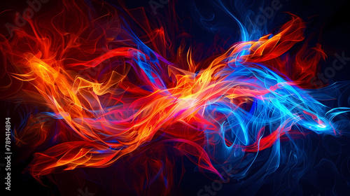 Vibrant Abstract Flames in Dynamic Swirls of Blue and Red