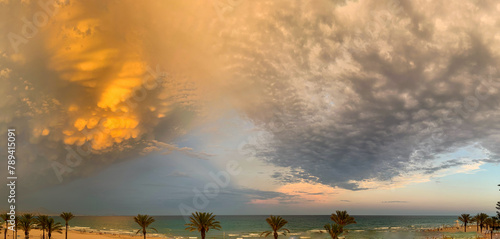 Dramatic storm clouds over the sea