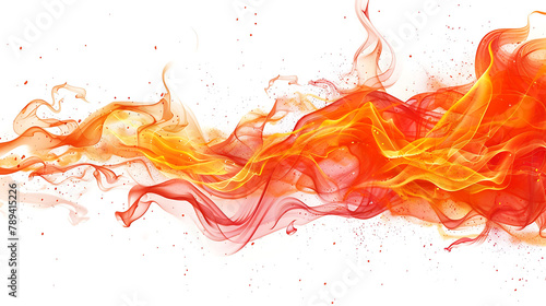 Bright And Dynamic Flames On A White Background