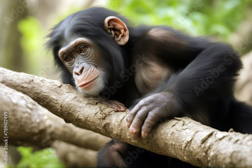 Young Simia old) troglodytes years Chimpanzee closeup isolated mammal animal white wild happy happiness ape amusing black head clowning indoor monkey nobody photo