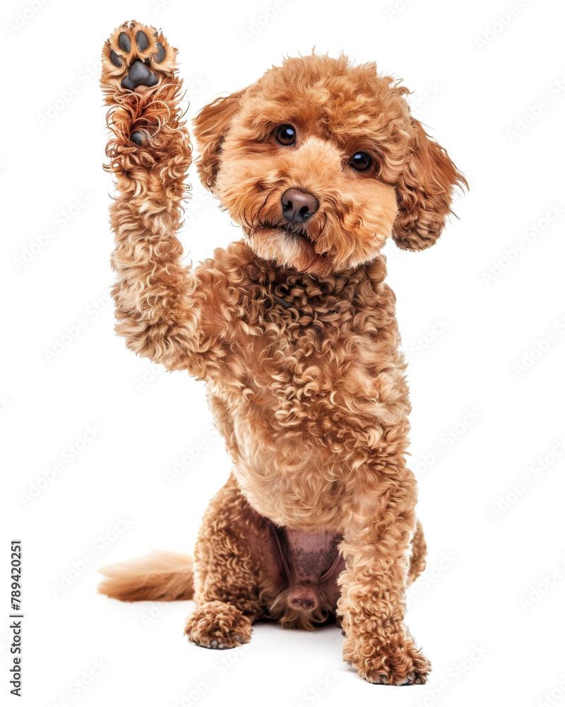 Poodle dog giving high five isolated on transparent background Poodle dog giving high five isolated on transparent background